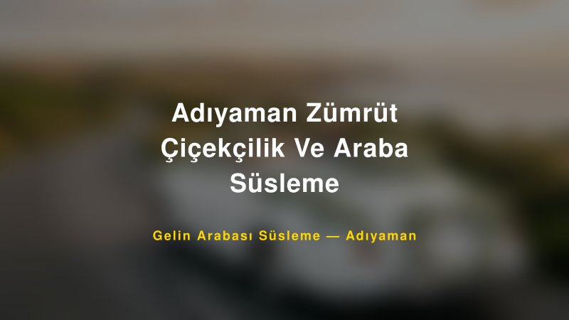 Adıyaman Zümrüt Çiçekçilik Ve Araba Süsleme Gelin Arabası Süsleme Fiyatları